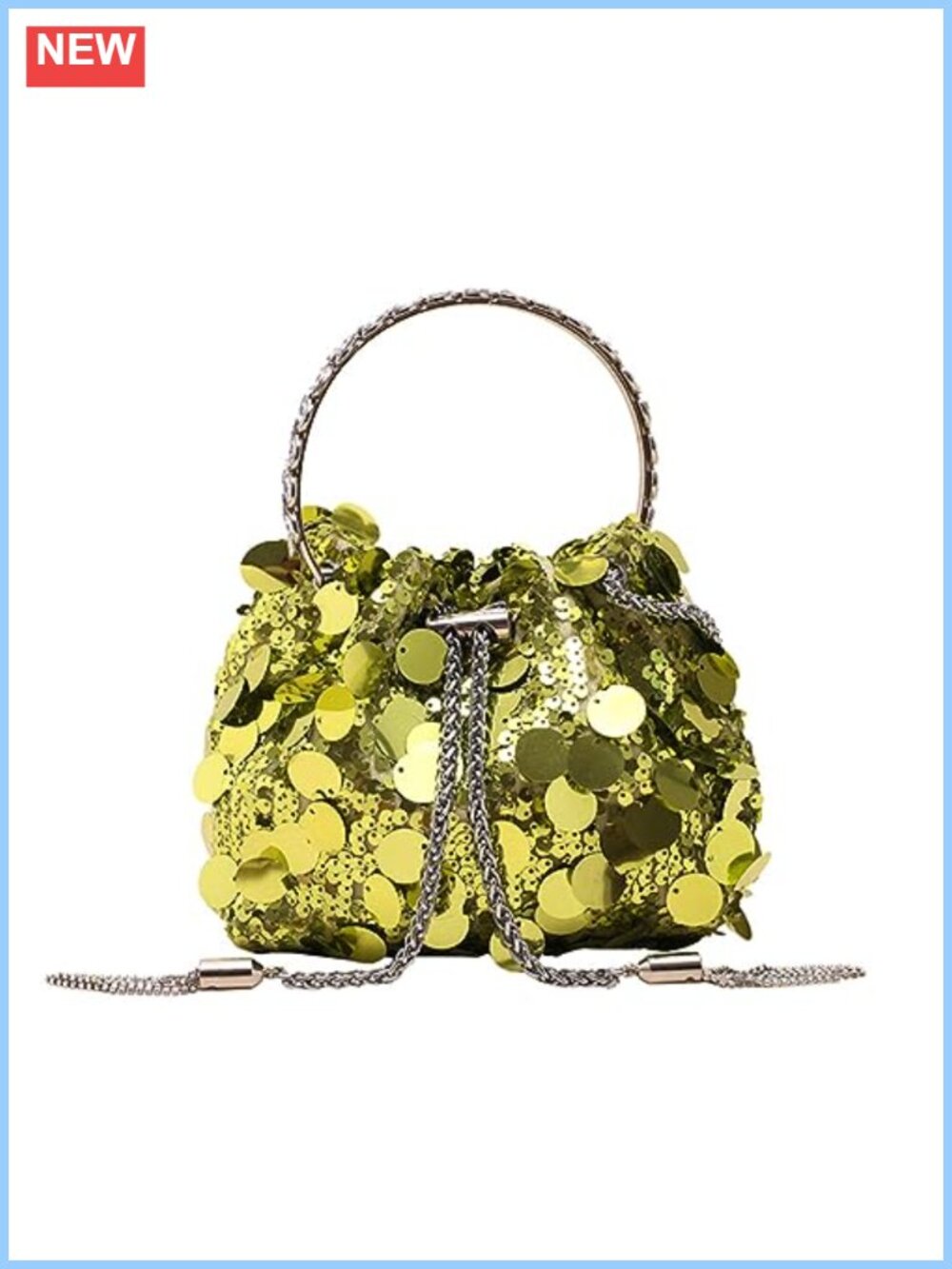 Sparkly Sequin Clutch Glitter Metal Tassel Evening Handbag Crossbody